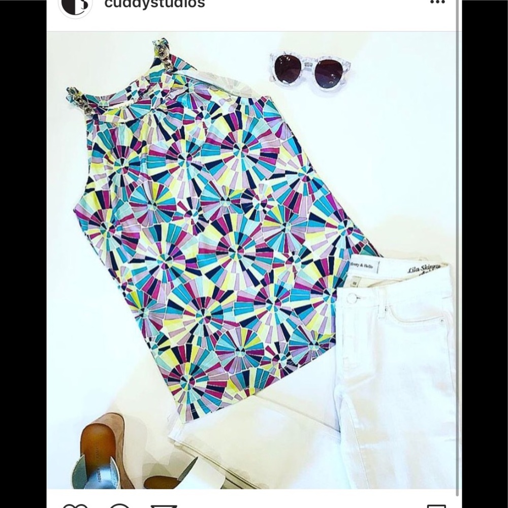 Cuddy Studios/ multicolored pattern top. Sz M